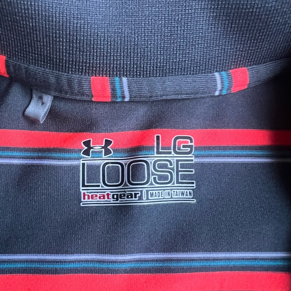 Under Armour Golf Polo Shirt Large Pebble Beach Golf Resort Club Orange Stripes - Picture 2 of 7